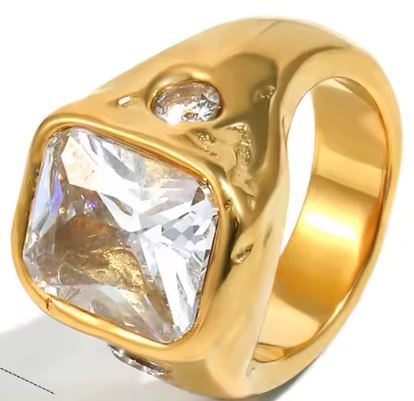 Golden Square Statement Ring