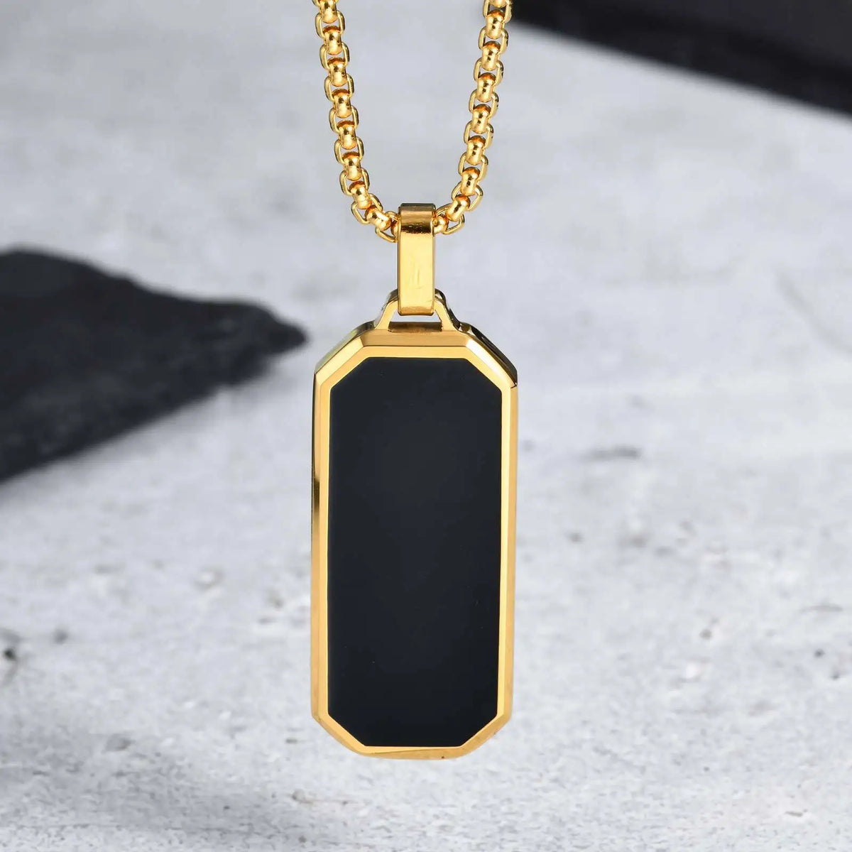 Noche Black Enamel Pendant Necklace