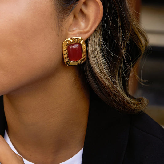Granada Hammered Red Studs