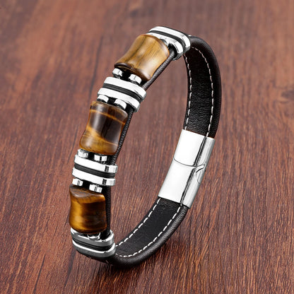Tierra Tiger Eye Leather Bracelet