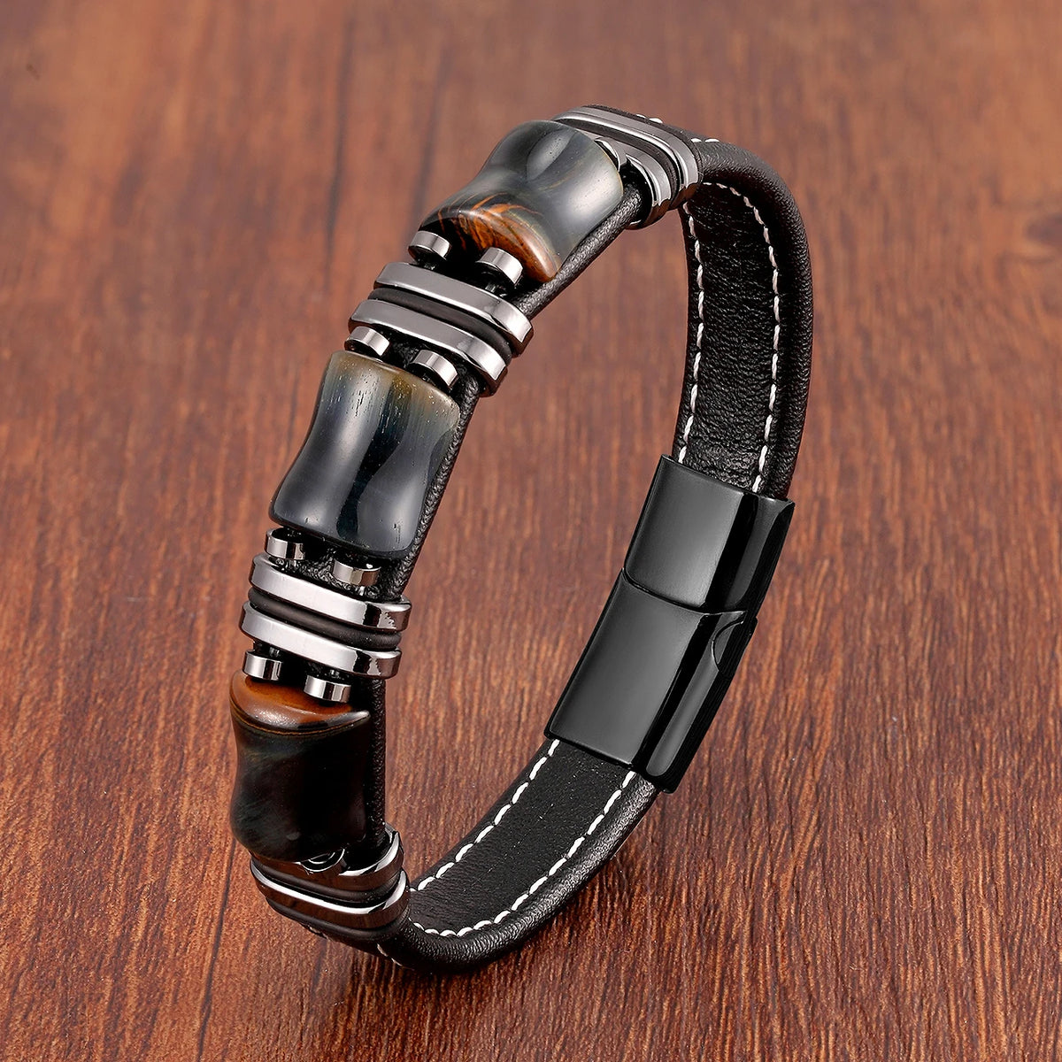 Tierra Tiger Eye Leather Bracelet