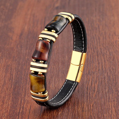Tierra Tiger Eye Leather Bracelet