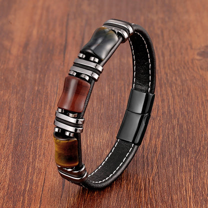 Tierra Tiger Eye Leather Bracelet