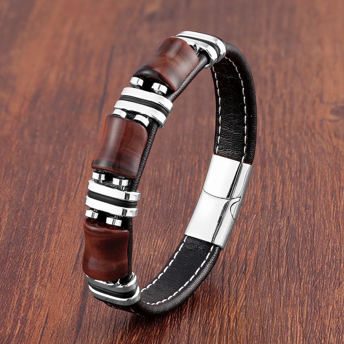 Tierra Tiger Eye Leather Bracelet