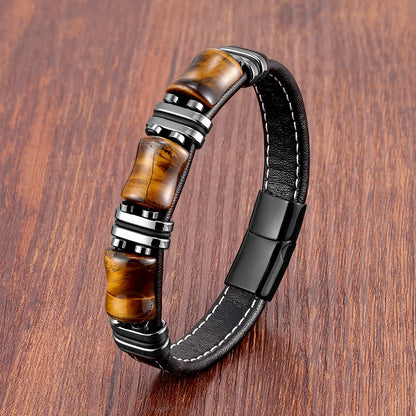 Tierra Tiger Eye Leather Bracelet