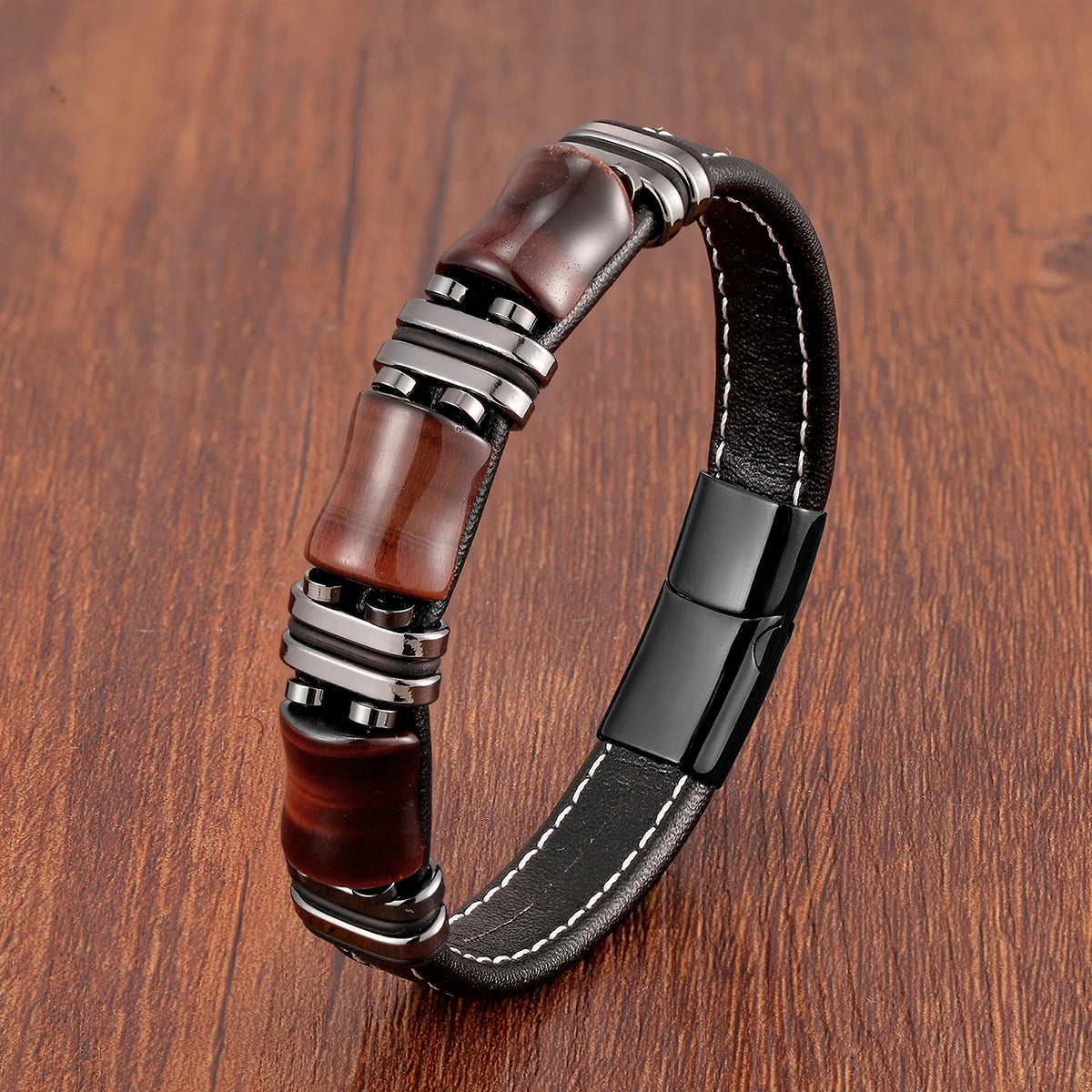 Tierra Tiger Eye Leather Bracelet