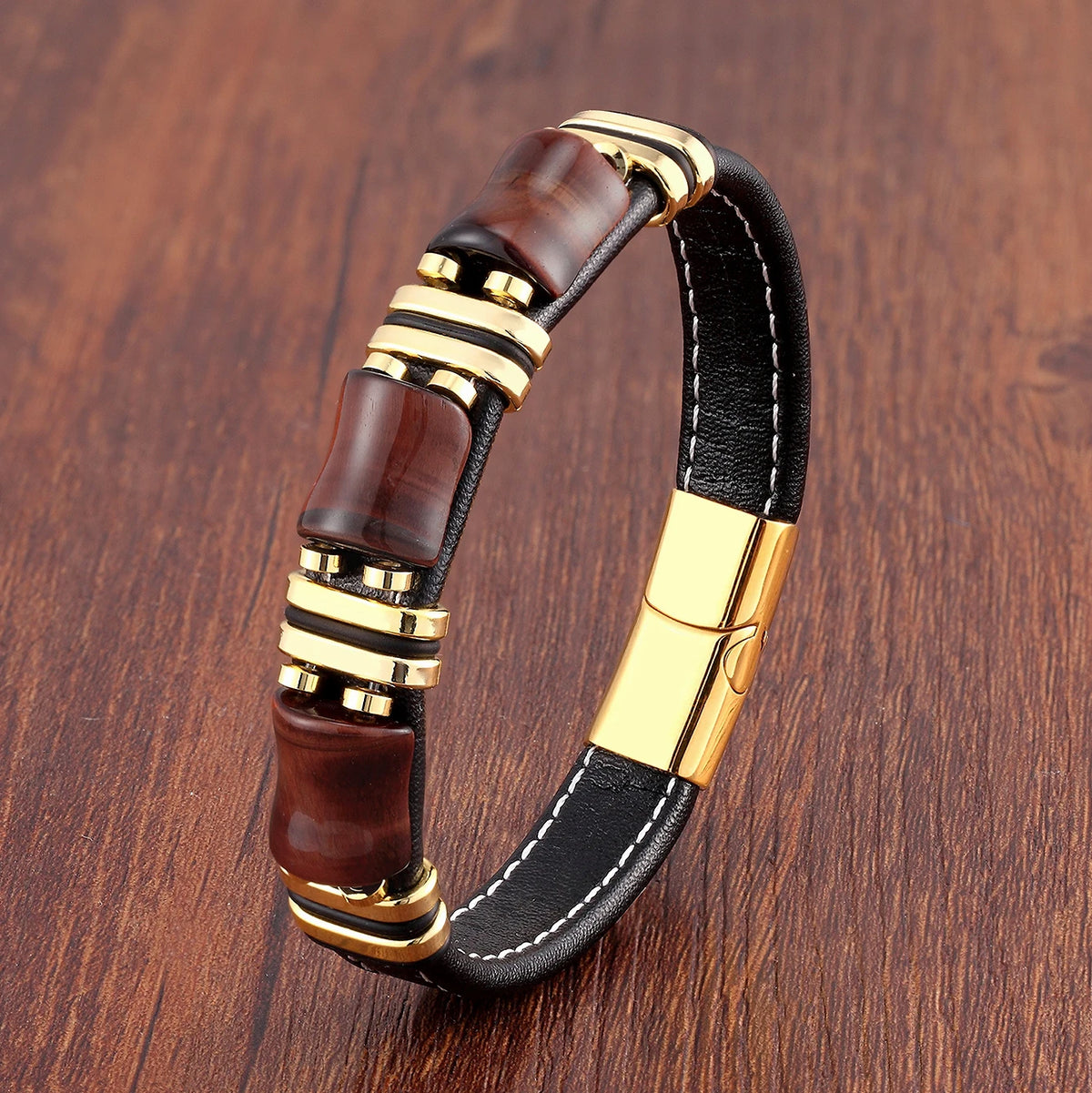 Tierra Tiger Eye Leather Bracelet