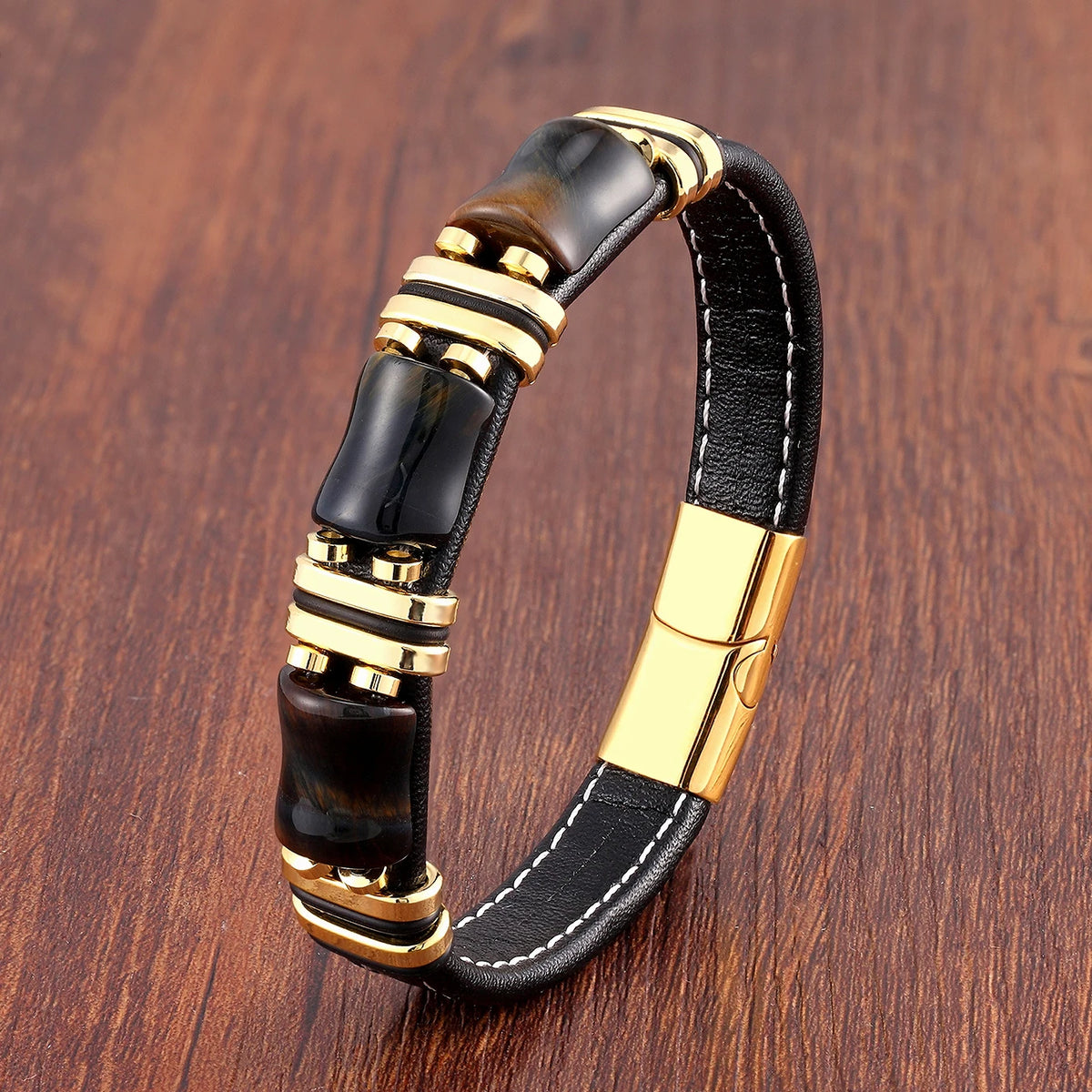 Tierra Tiger Eye Leather Bracelet