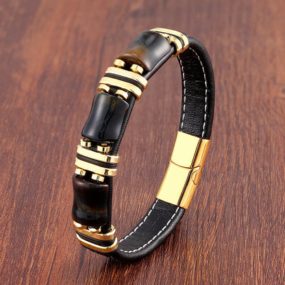 Tierra Tiger Eye Leather Bracelet