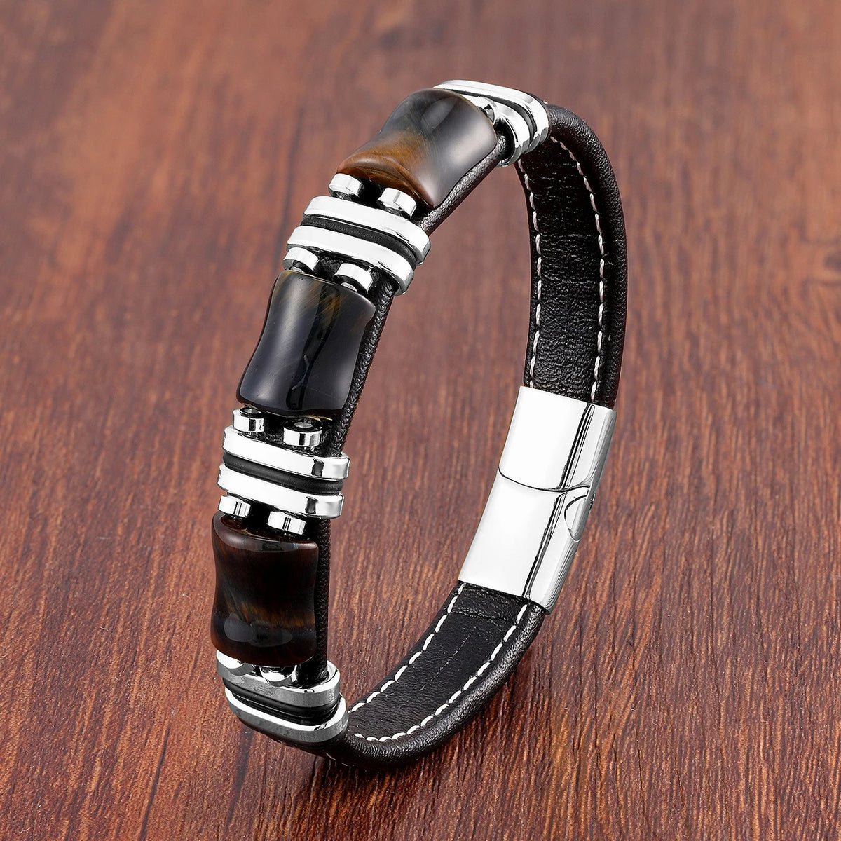 Tierra Tiger Eye Leather Bracelet