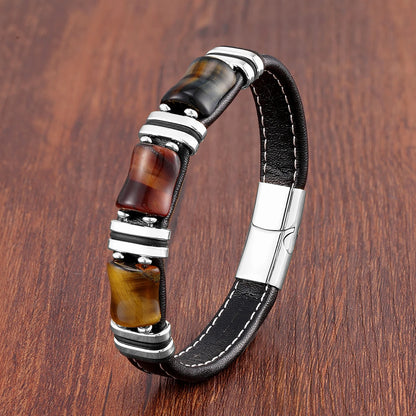 Tierra Tiger Eye Leather Bracelet