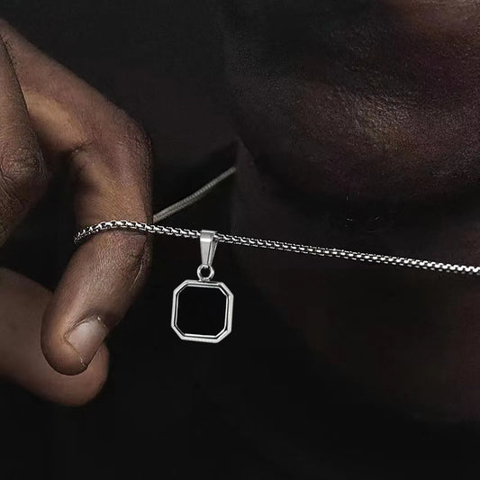 Noche Black Enamel Pendant Necklace