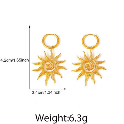 Spiral Sun Drop Earrings | Gold Sunburst Hoops