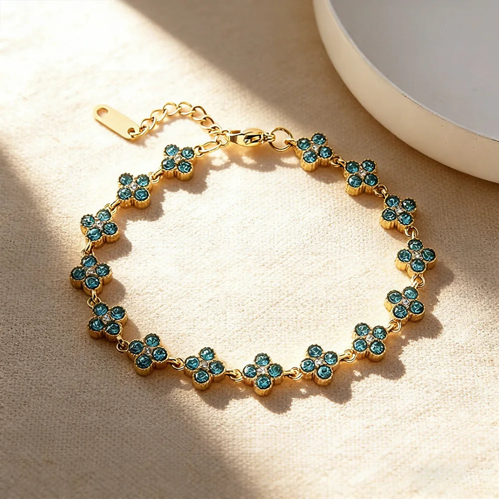 Trébol Flower CZ Bracelet