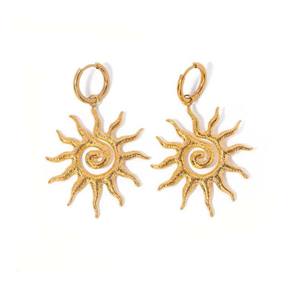 Spiral Sun Drop Earrings | Gold Sunburst Hoops