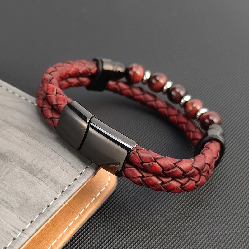 Rojo Braided Leather Bracelet
