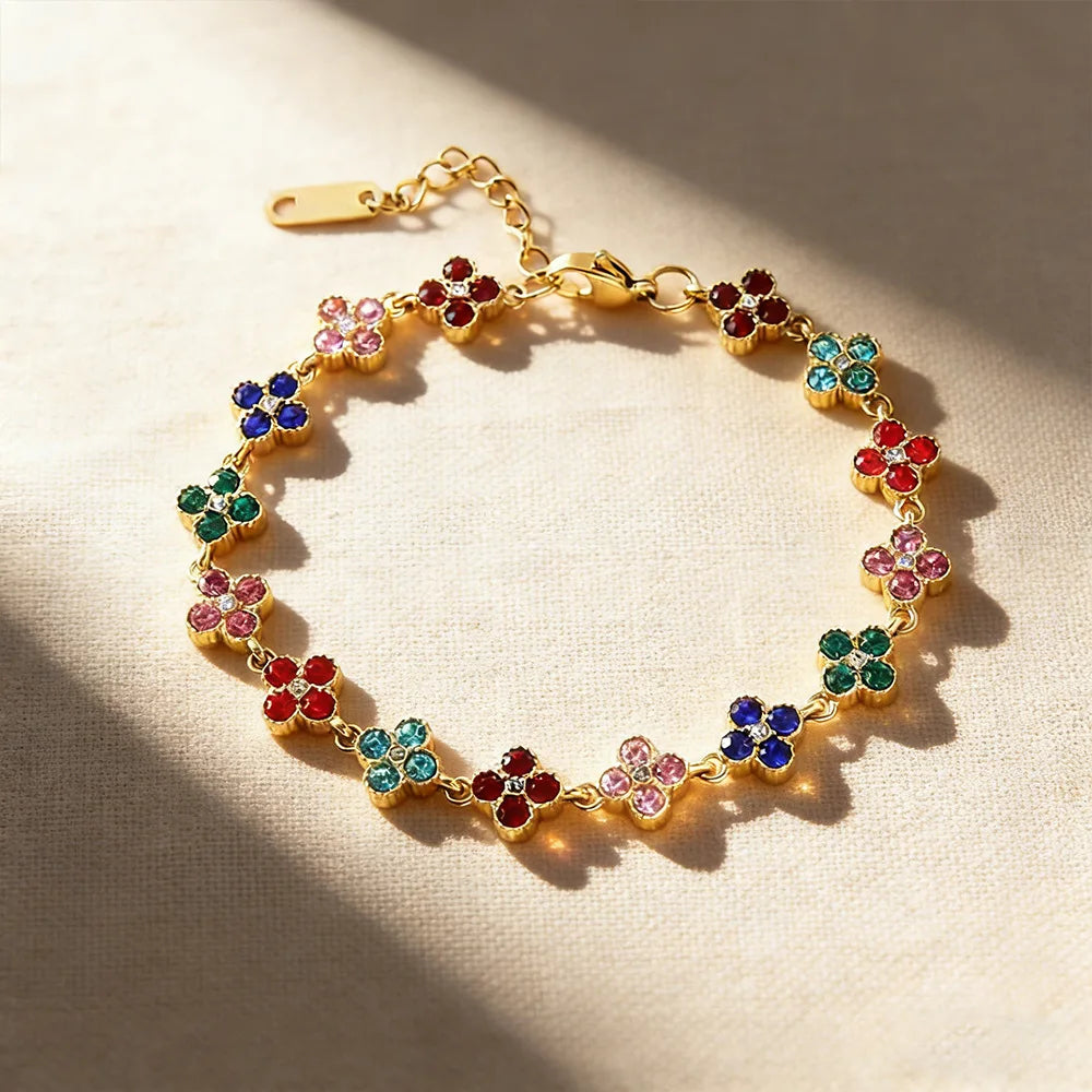Trébol Flower CZ Bracelet