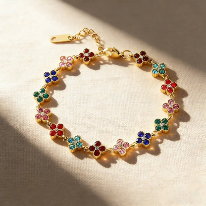 Trébol Flower CZ Bracelet