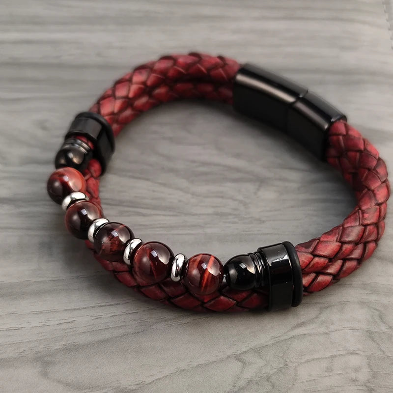 Rojo Braided Leather Bracelet