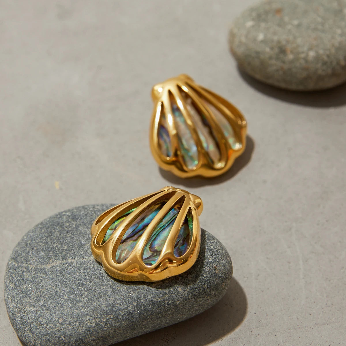 Golden Abalone Shell Earrings