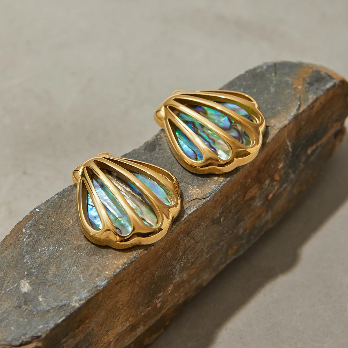 Golden Abalone Shell Earrings