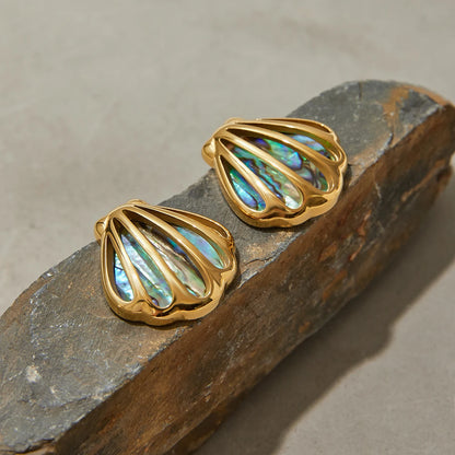 Golden Abalone Shell Earrings