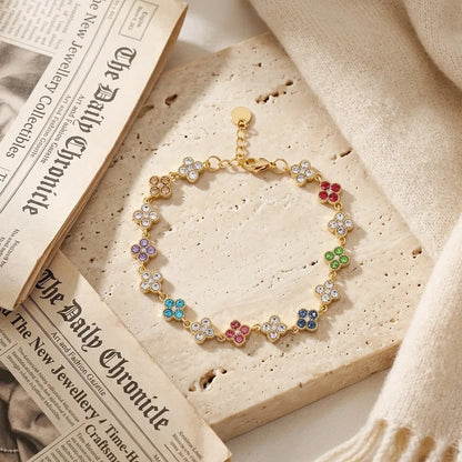 Trébol Flower CZ Bracelet