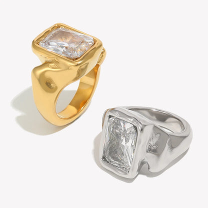 Golden Square Statement Ring