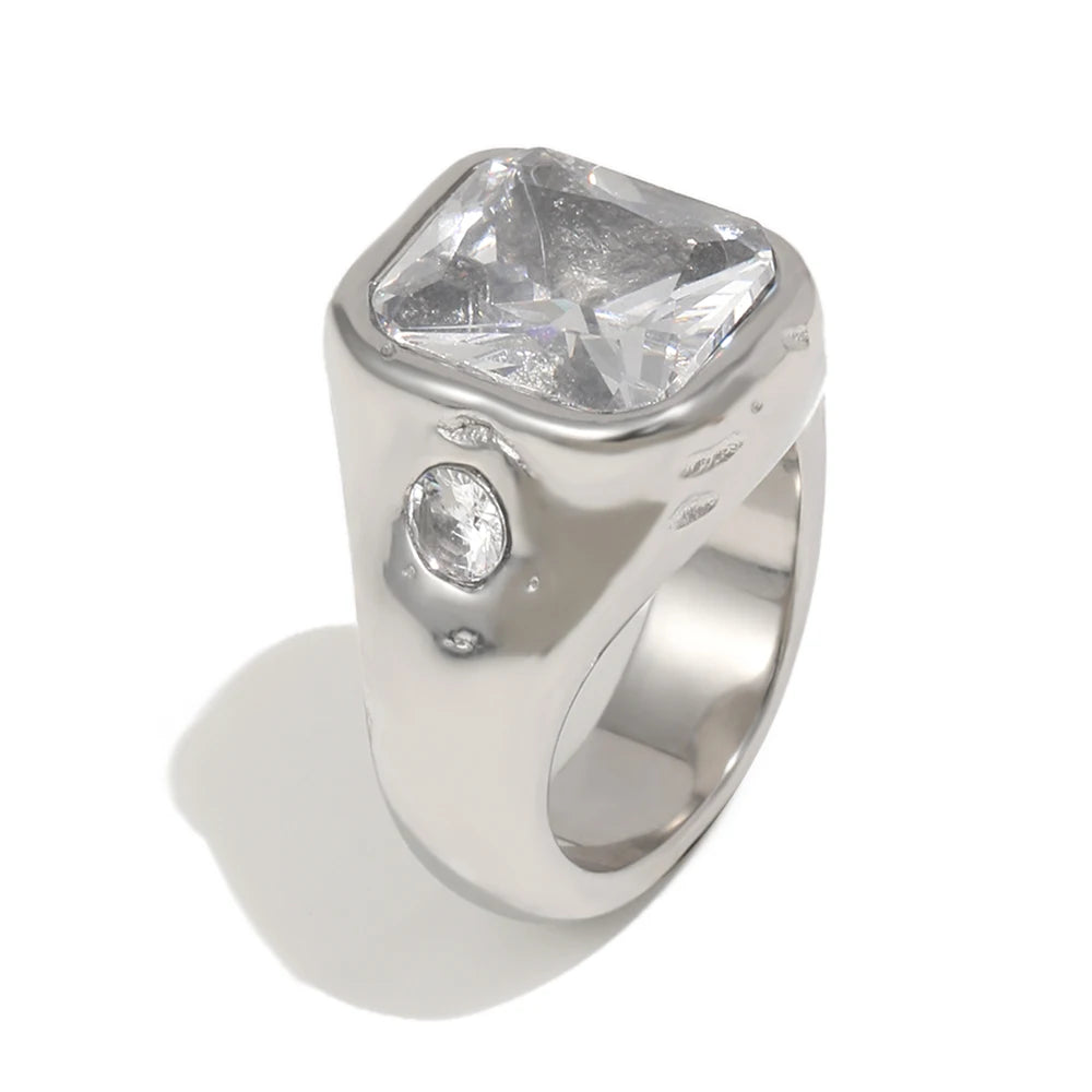 Golden Square Statement Ring