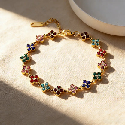 Trébol Flower CZ Bracelet
