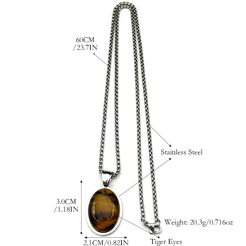 Tiger Eye Oval Pendant Necklace