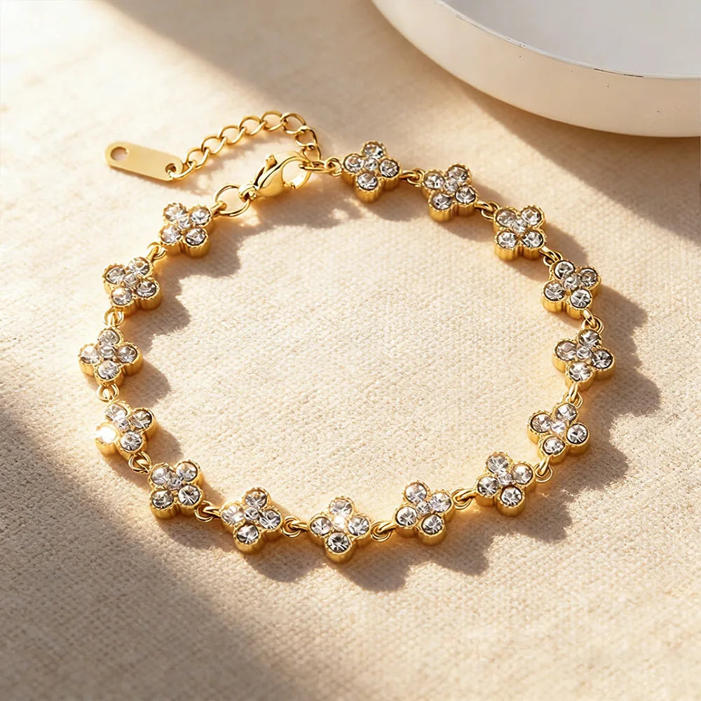 Trébol Flower CZ Bracelet