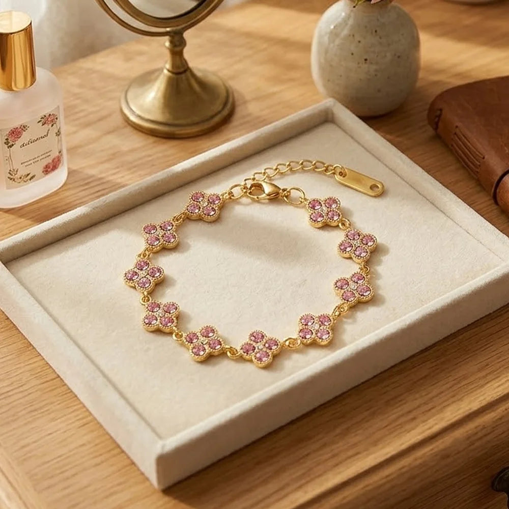Trébol Flower CZ Bracelet