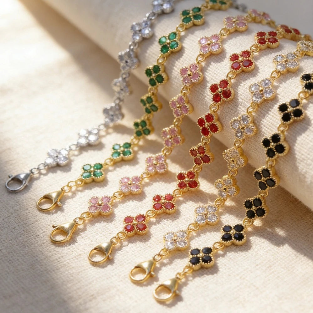 Trébol Flower CZ Bracelet