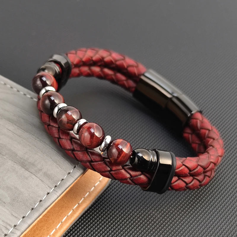 Rojo Braided Leather Bracelet