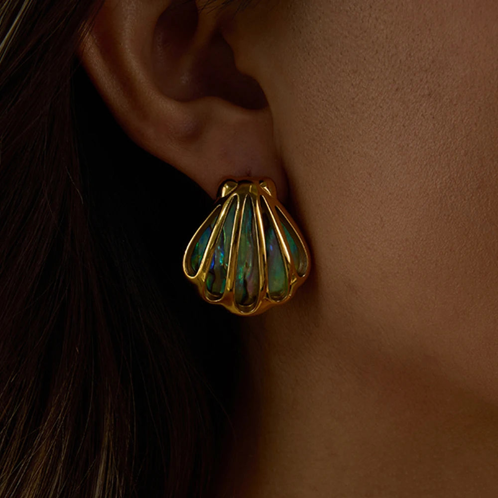 Golden Abalone Shell Earrings