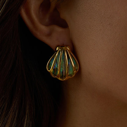 Golden Abalone Shell Earrings
