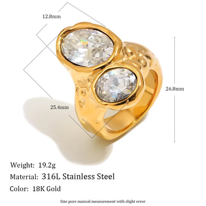Golden Square Statement Ring