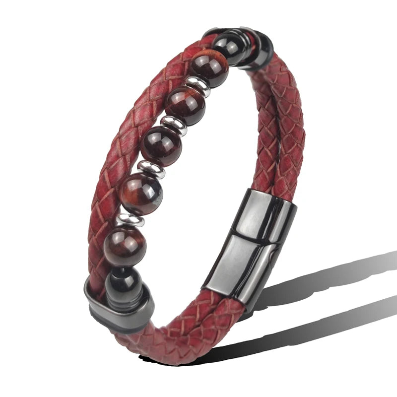 Rojo Braided Leather Bracelet