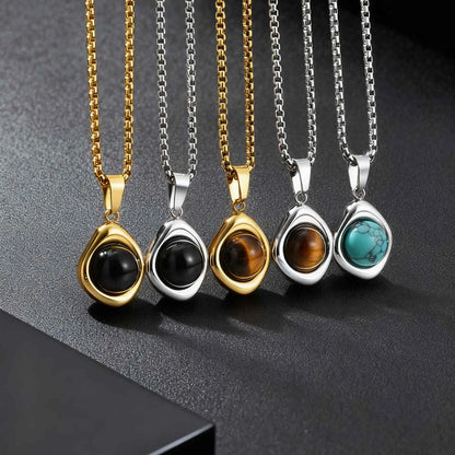 Tiger's Eye Pendant Necklace | Men's Stainless Steel Chain