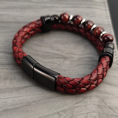 Rojo Braided Leather Bracelet