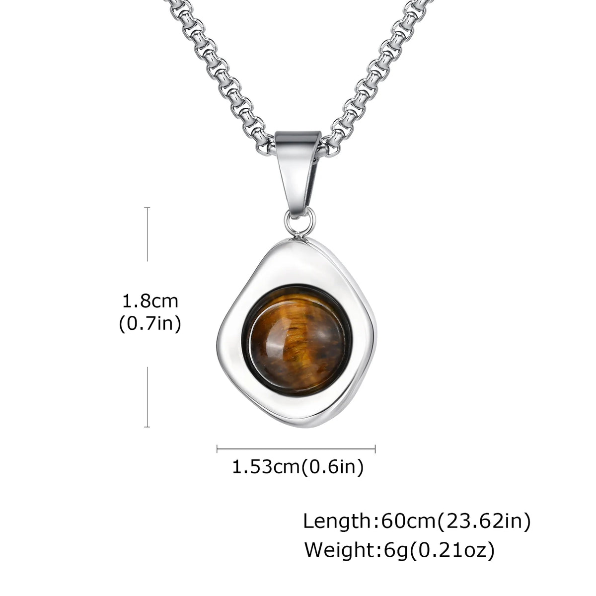 Tiger's Eye Pendant Necklace | Men's Stainless Steel Chain