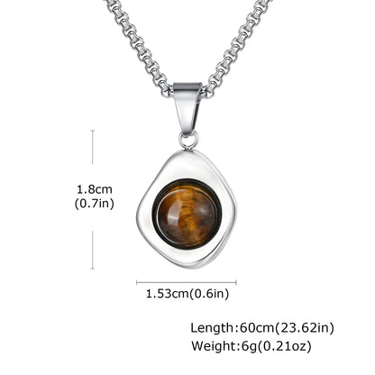 Tiger's Eye Pendant Necklace | Men's Stainless Steel Chain