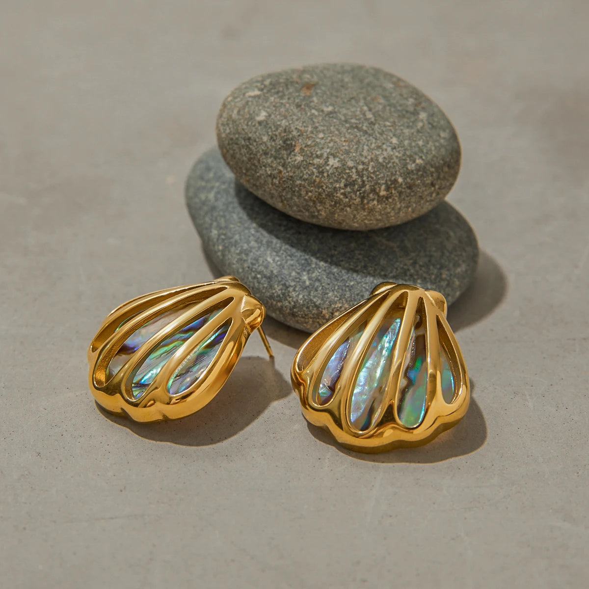 Golden Abalone Shell Earrings