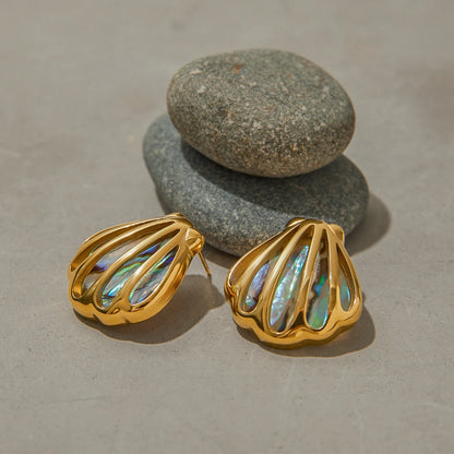 Golden Abalone Shell Earrings