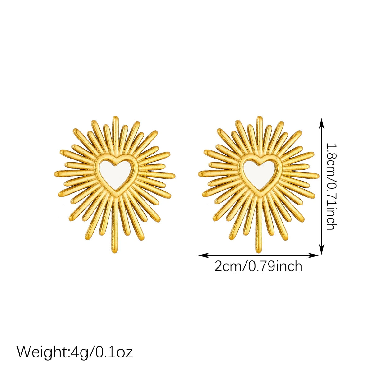 Sunburst Heart Studs