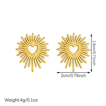 Sunburst Heart Studs