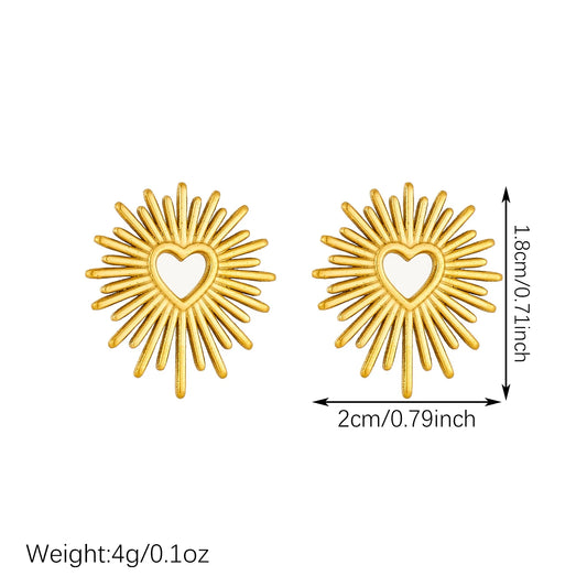 Rayito Sunburst Heart Studs