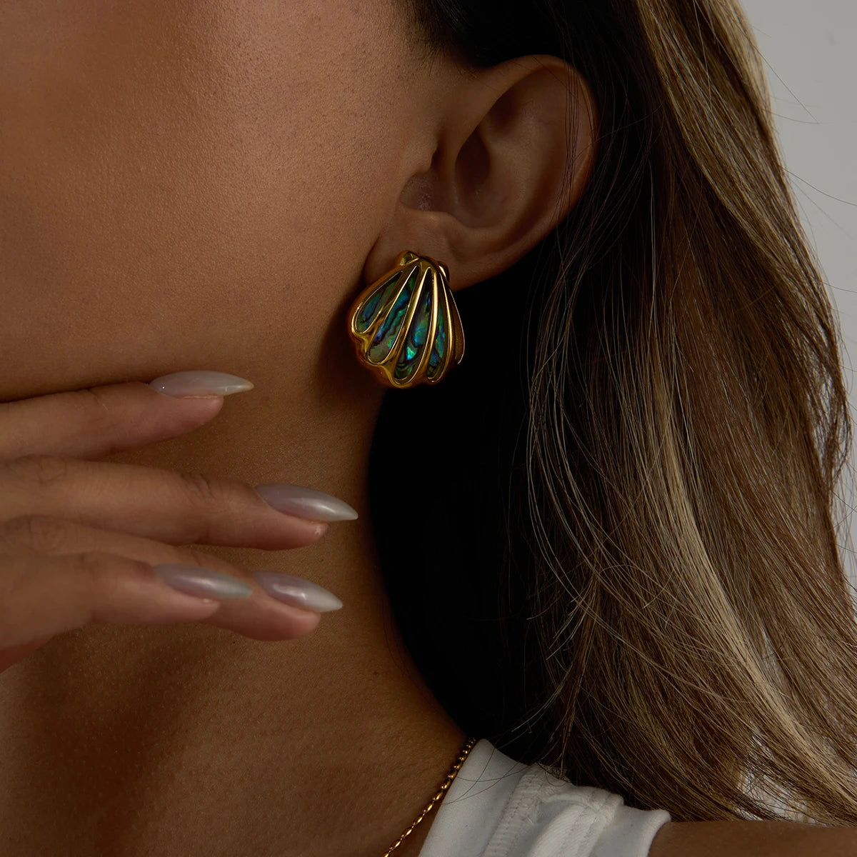 Golden Abalone Shell Earrings