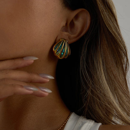 Golden Abalone Shell Earrings